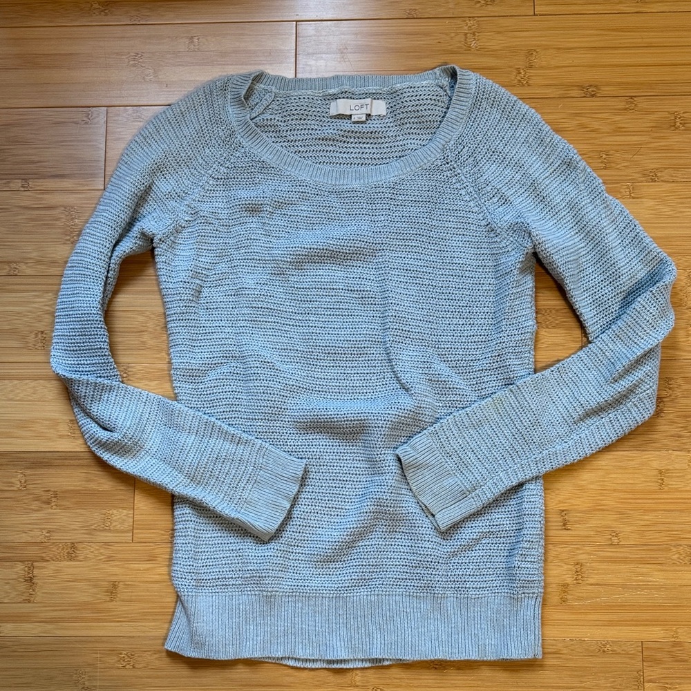 LOFT Women's Light Blue Knit Crew Neck Sweater